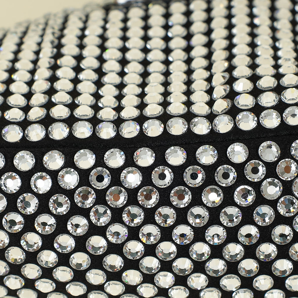 Prada Black Triangle Crystal-Embellished Satin Pouch