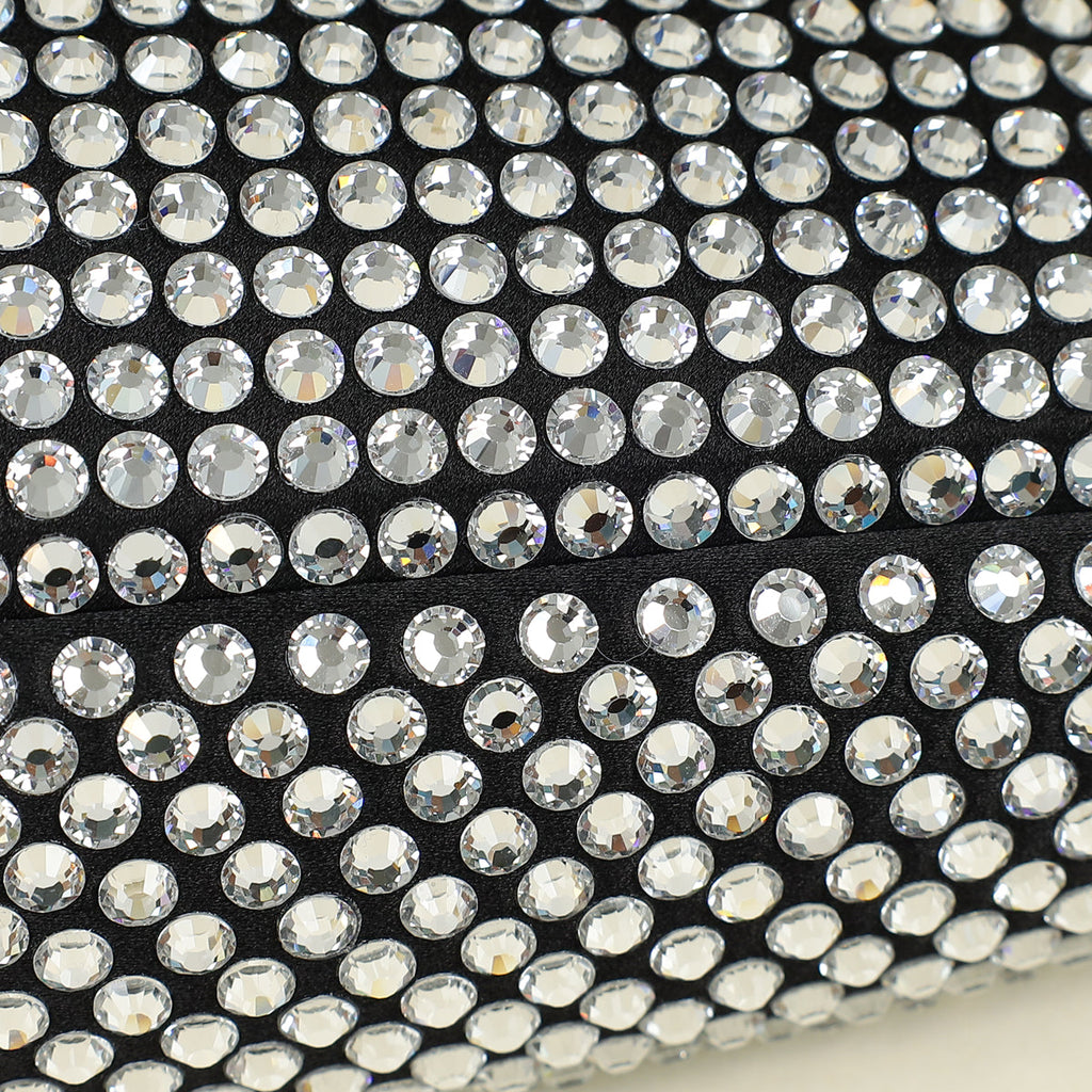 Prada Black Triangle Crystal-Embellished Satin Pouch