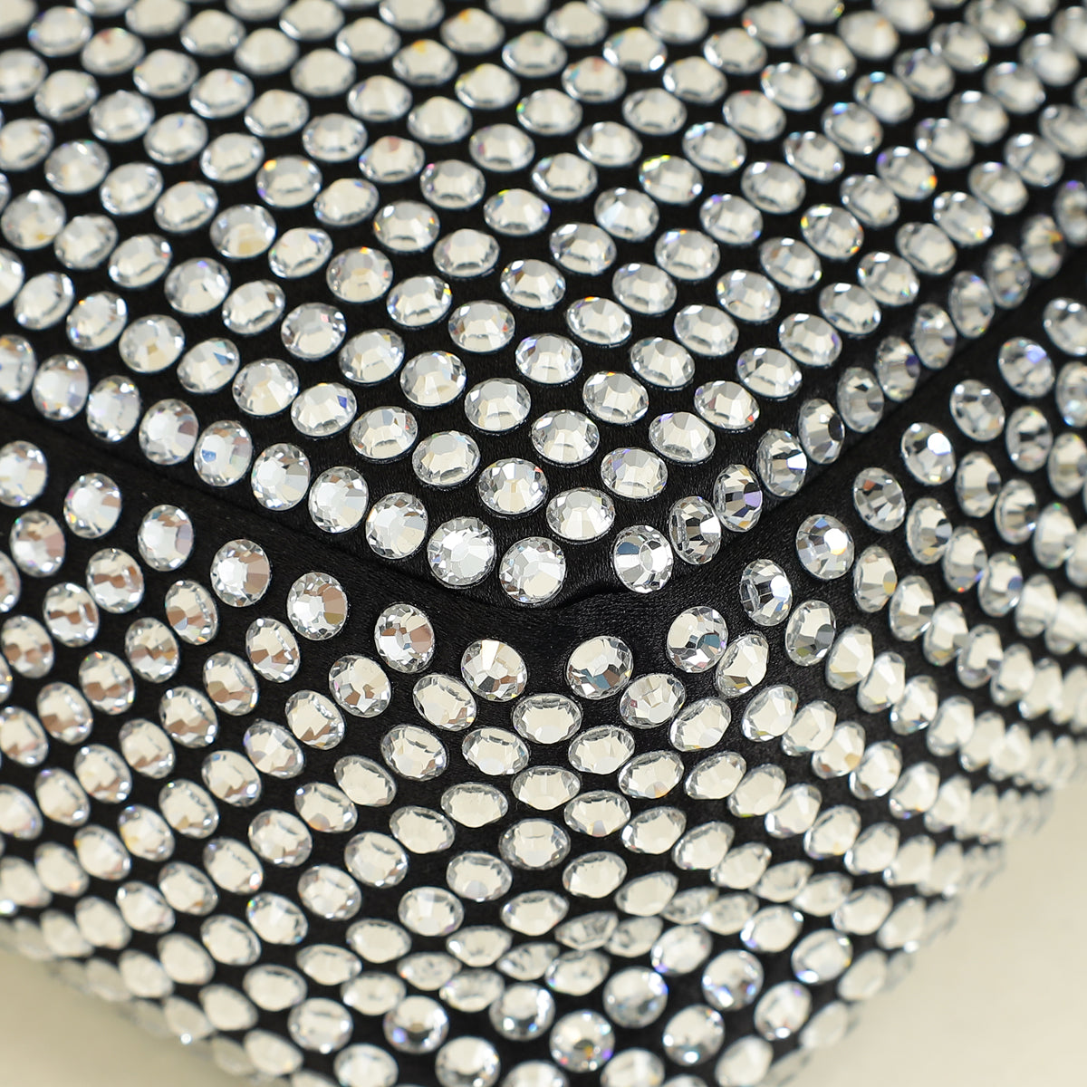 Prada Black Triangle Crystal-Embellished Satin Pouch