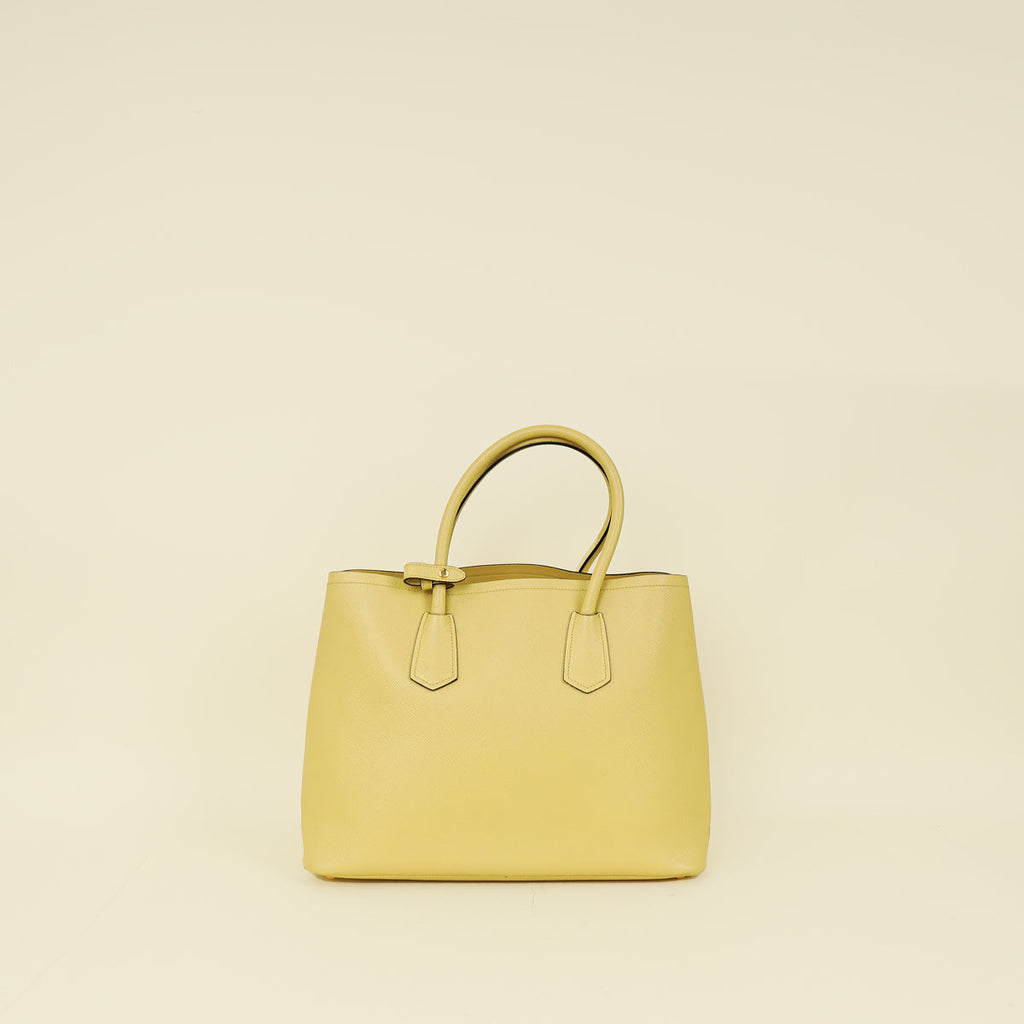 Prada Pale Yellow Cuir Double Handle Large Bag