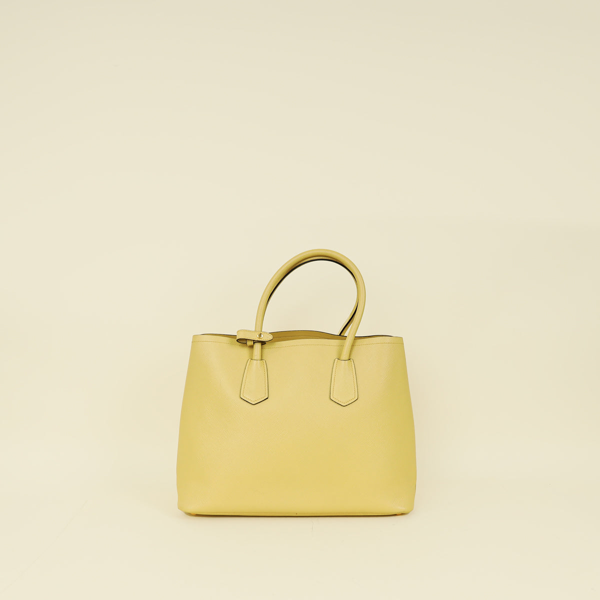 Prada Pale Yellow Cuir Double Handle Large Bag