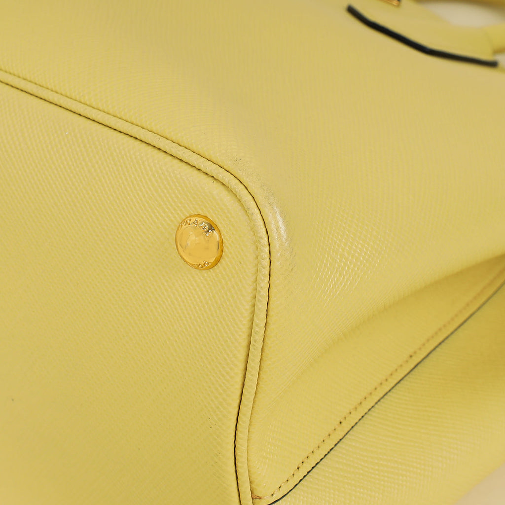 Prada Pale Yellow Cuir Double Handle Large Bag