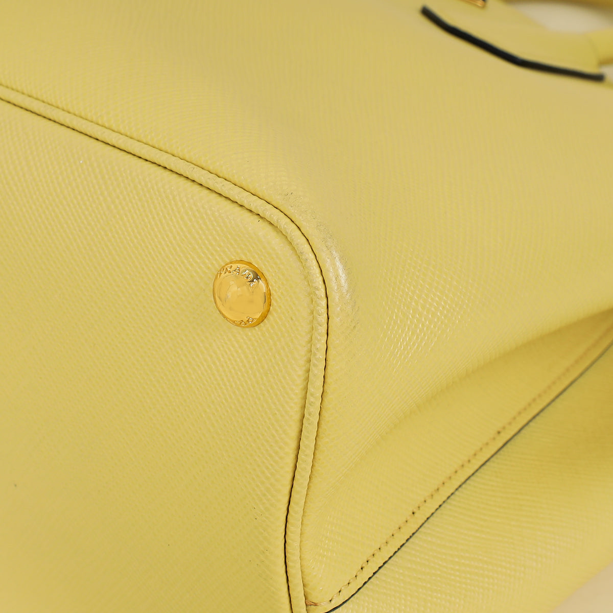 Prada Pale Yellow Cuir Double Handle Large Bag