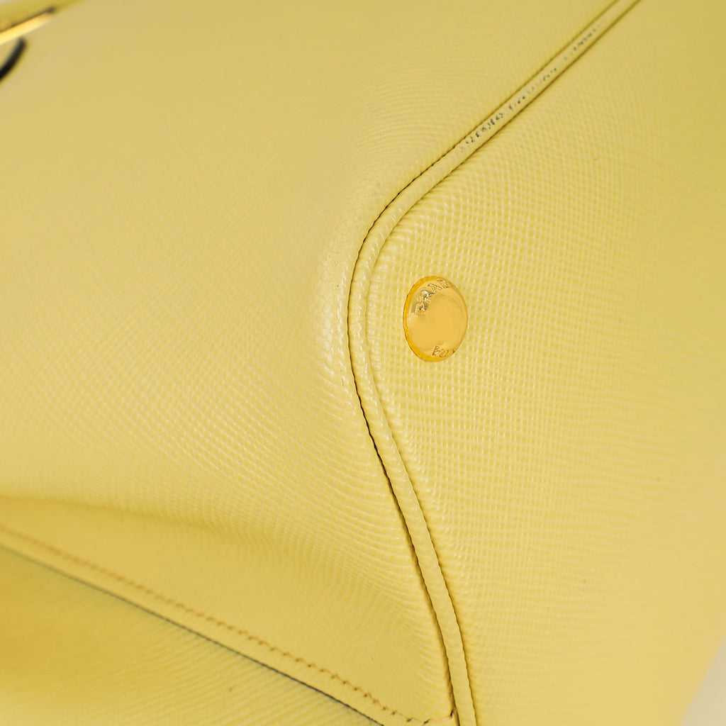 Prada Pale Yellow Cuir Double Handle Large Bag