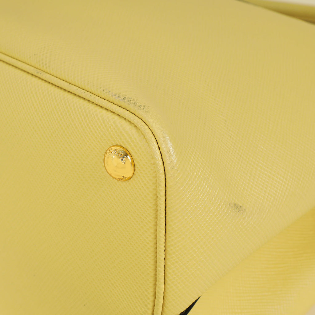 Prada Pale Yellow Cuir Double Handle Large Bag