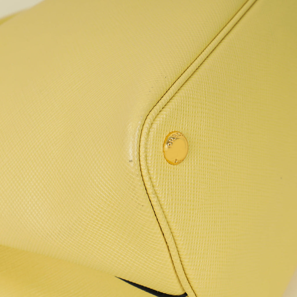 Prada Pale Yellow Cuir Double Handle Large Bag