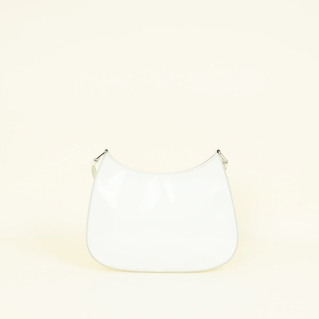 Prada White Cleo Brushed Small Shoulder Bag