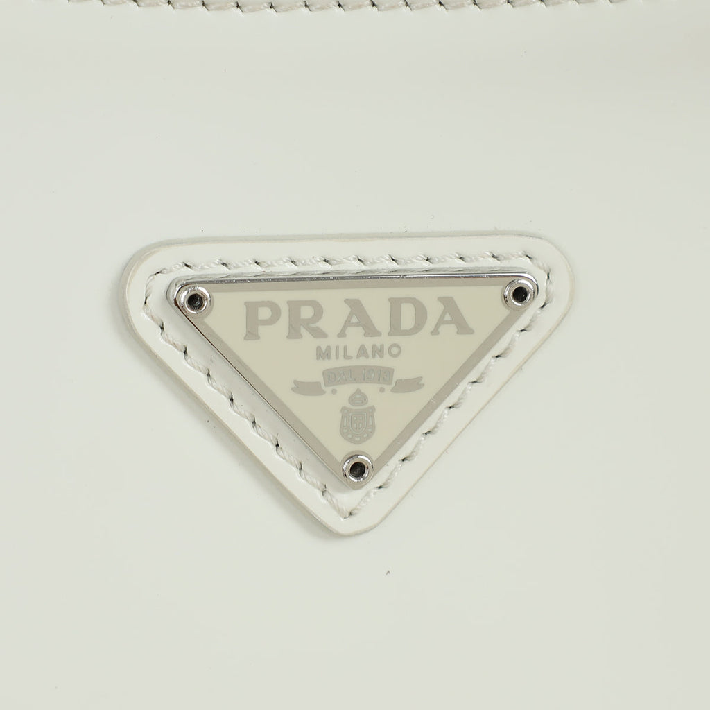 Prada White Cleo Brushed Small Shoulder Bag