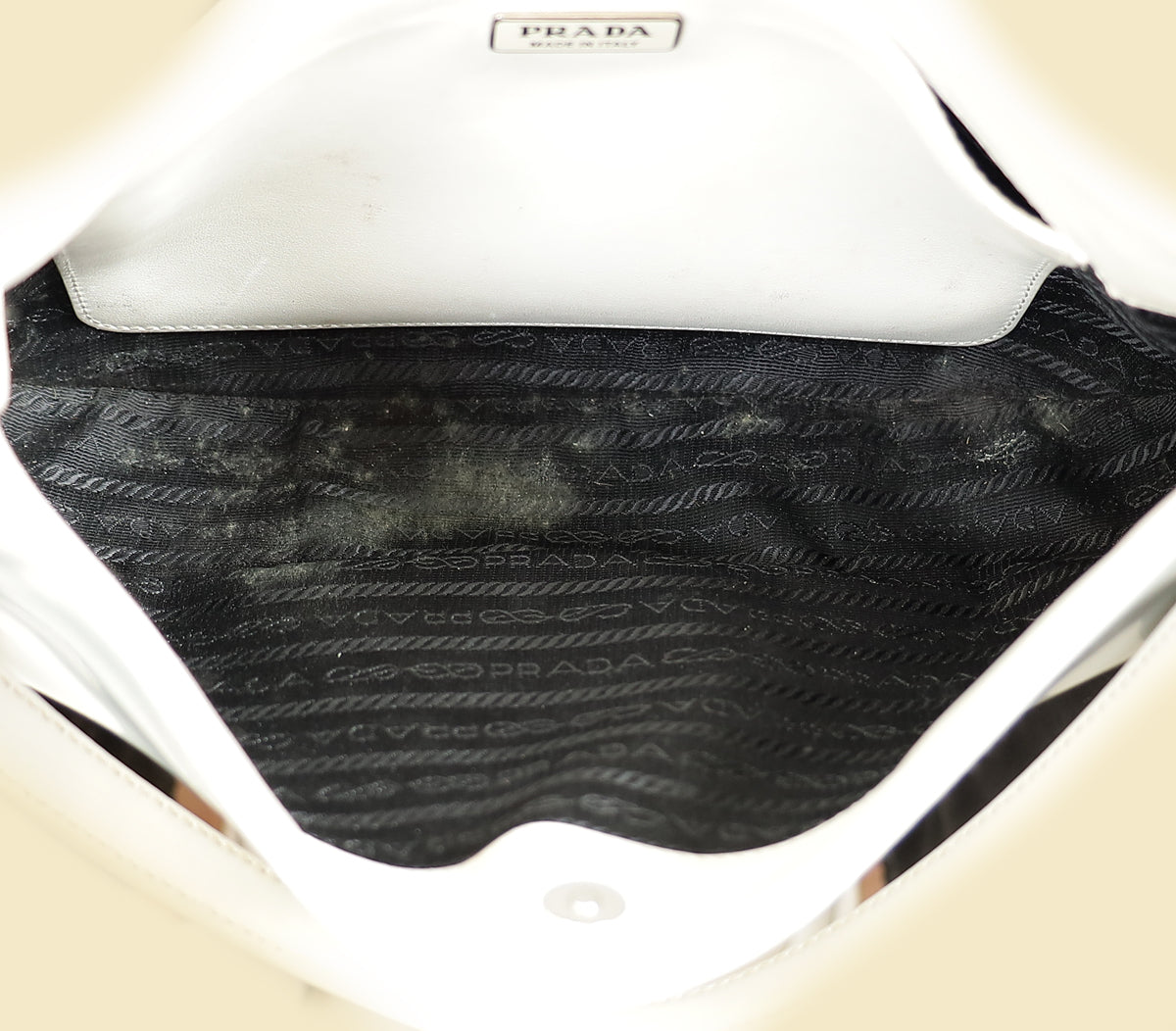 Prada White Cleo Brushed Small Shoulder Bag