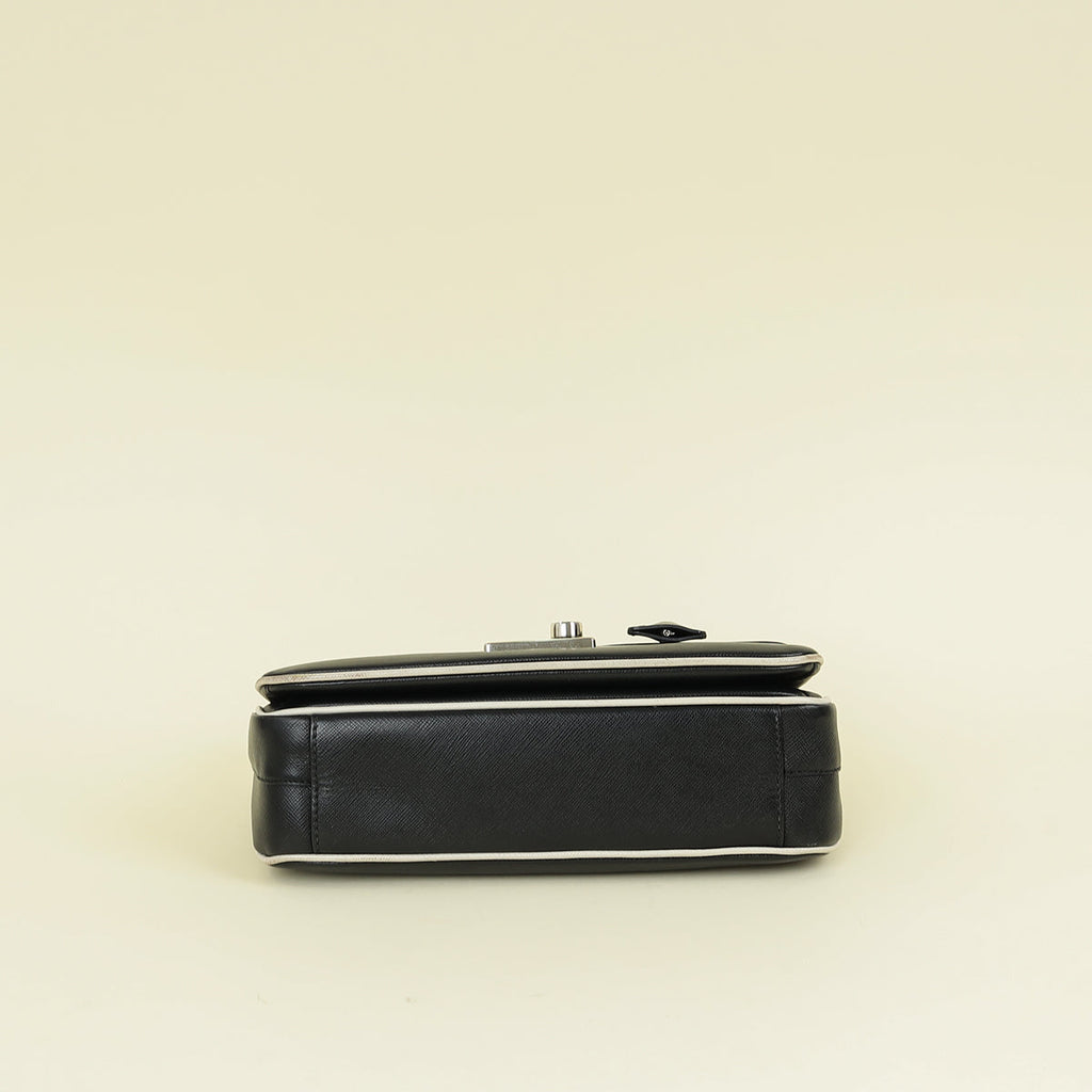 Prada Black Sound Lock Top Handle Flap Bag