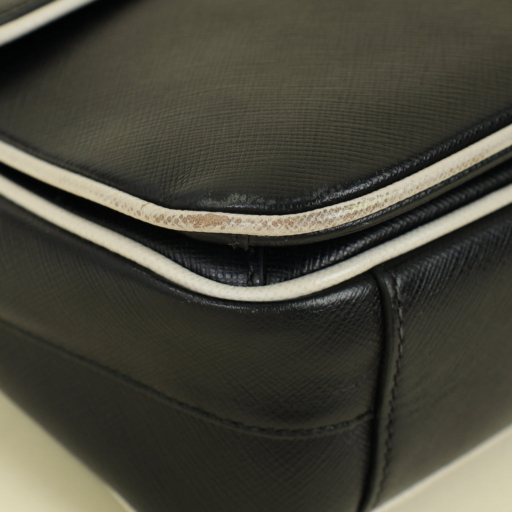 Prada Black Sound Lock Top Handle Flap Bag