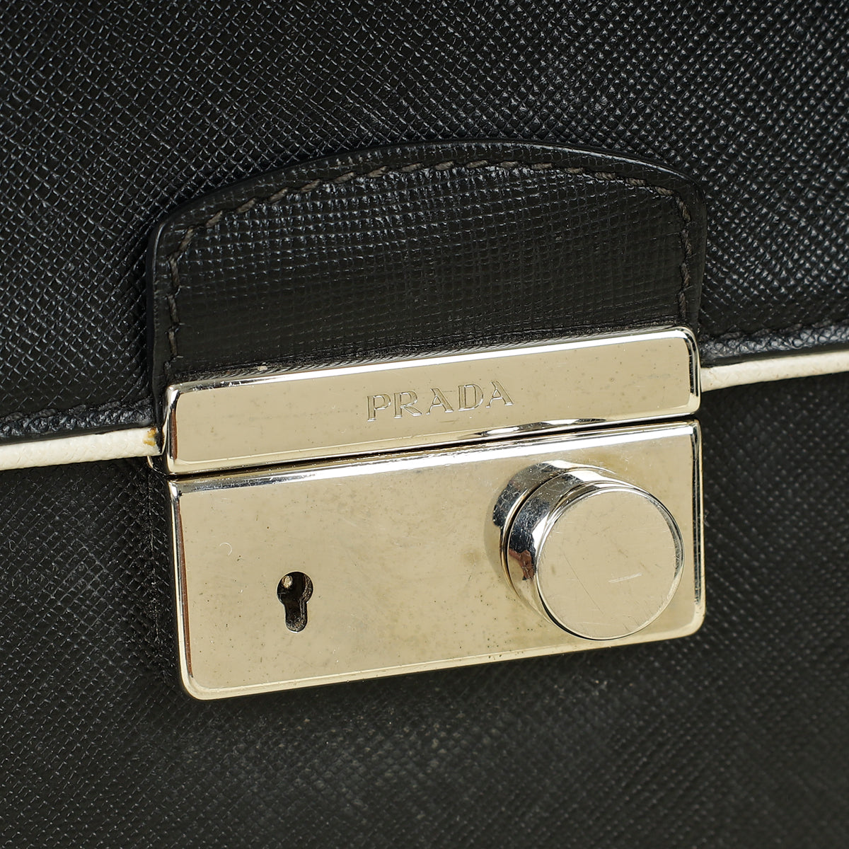 Prada Black Sound Lock Top Handle Flap Bag