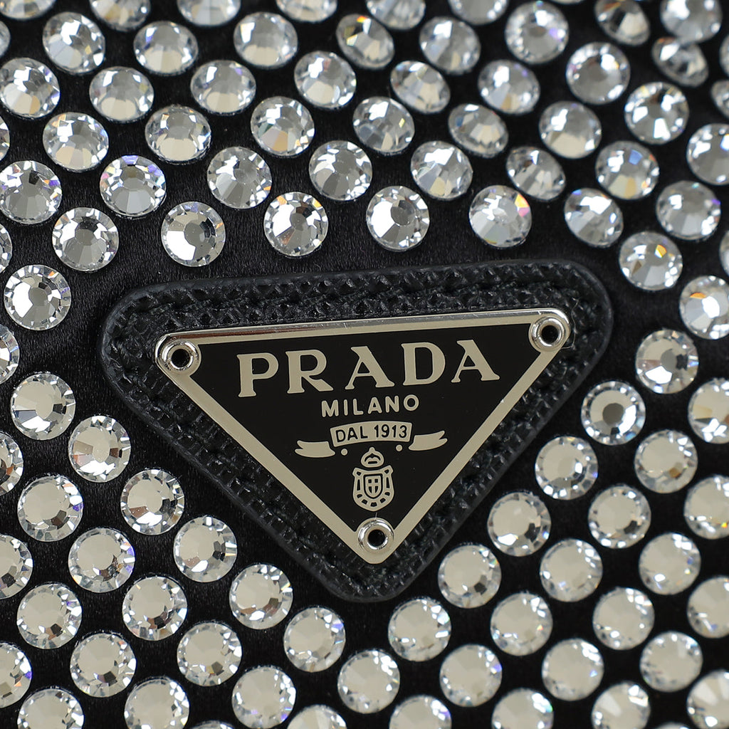Prada Black Crystal-Embellished Satin Re-Edition 2000 Mini Bag