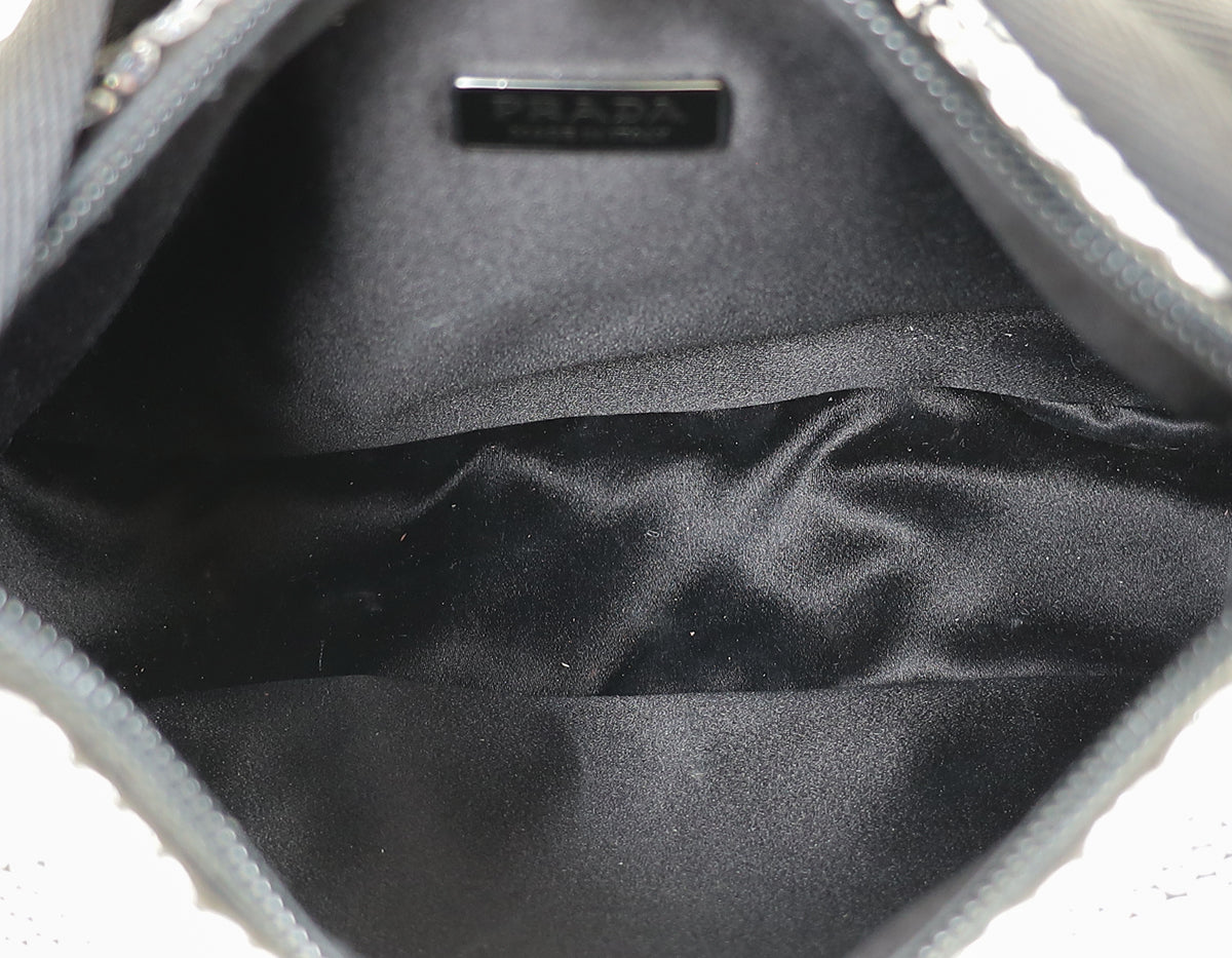 Prada Black Crystal-Embellished Satin Re-Edition 2000 Mini Bag