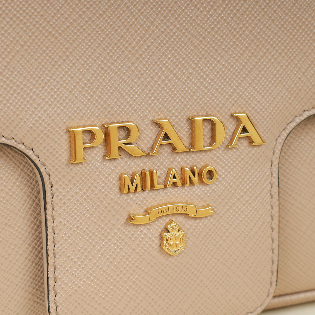 Prada Beige Flap Chain Bag