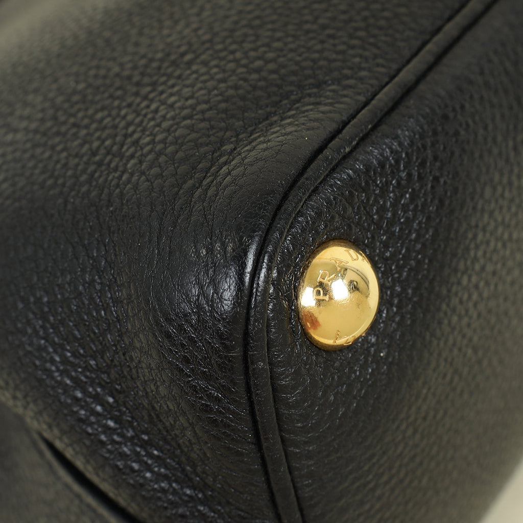 Prada Black Vitello Daino Mini Tote Bag