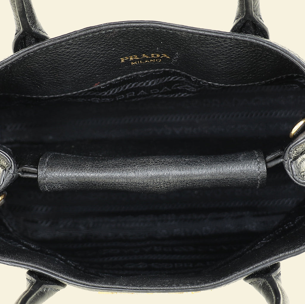Prada Black Vitello Daino Mini Tote Bag
