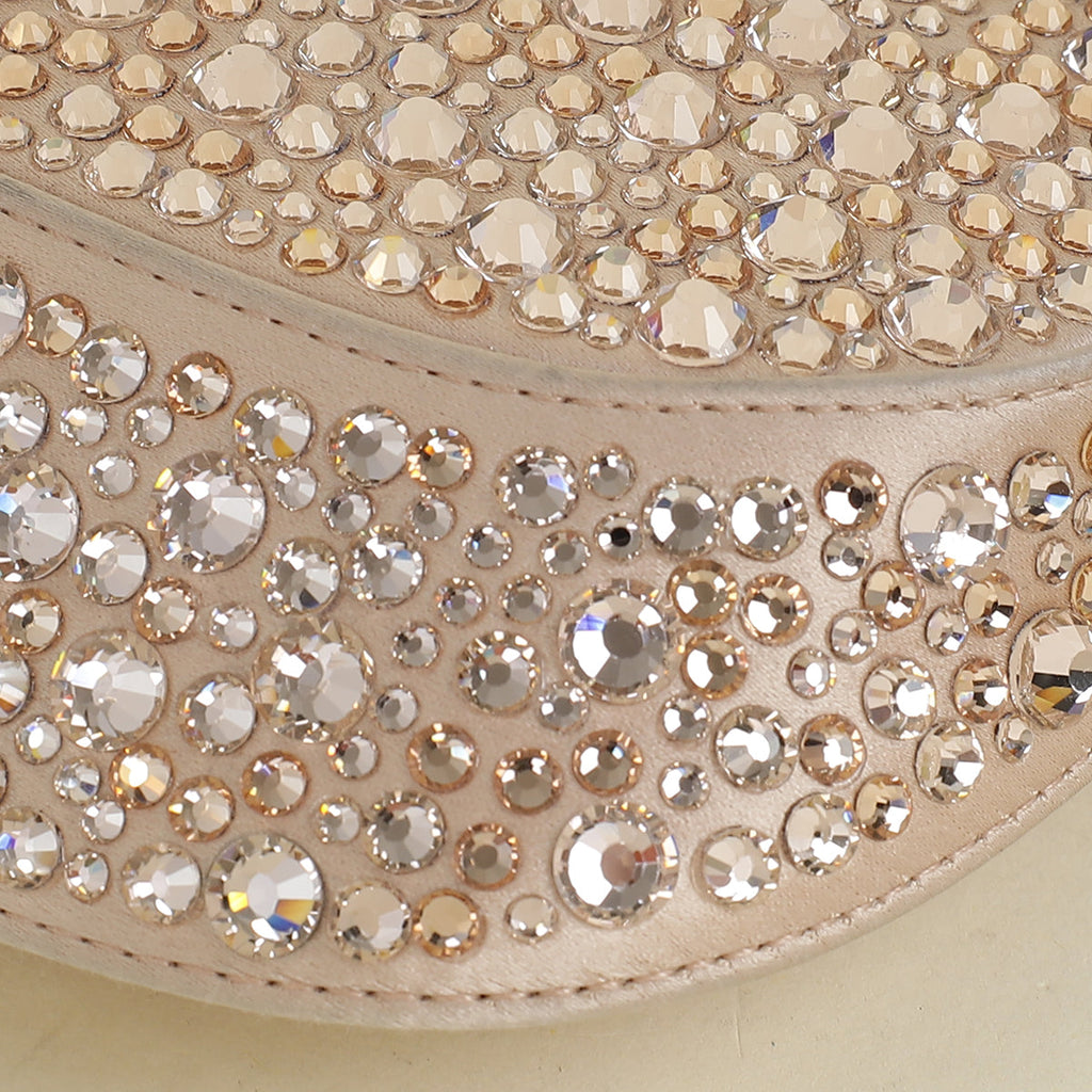 Prada Nude Metal Crystal-Embellished Satin Cleo Bag