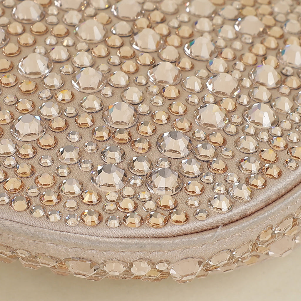 Prada Nude Metal Crystal-Embellished Satin Cleo Bag