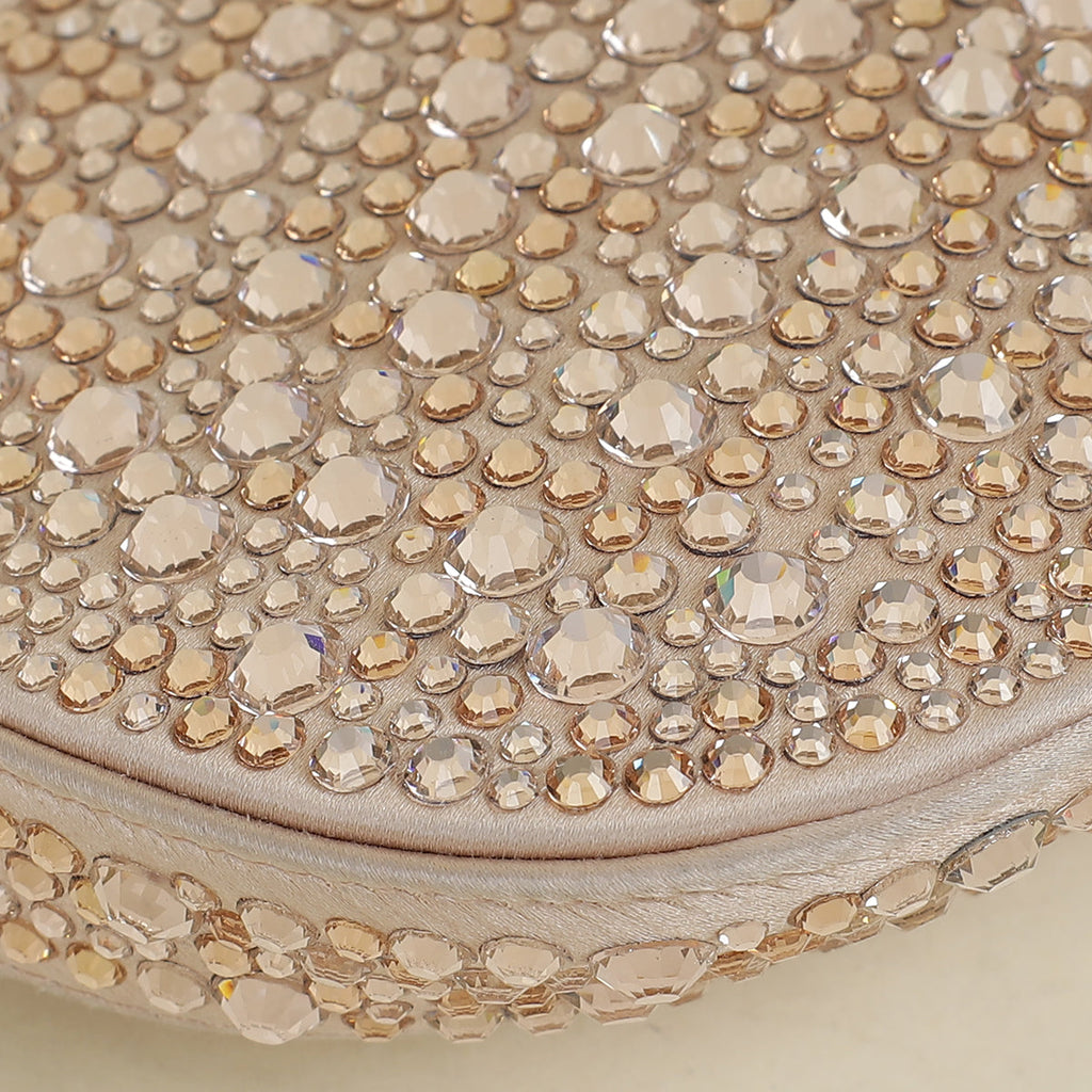 Prada Nude Metal Crystal-Embellished Satin Cleo Bag