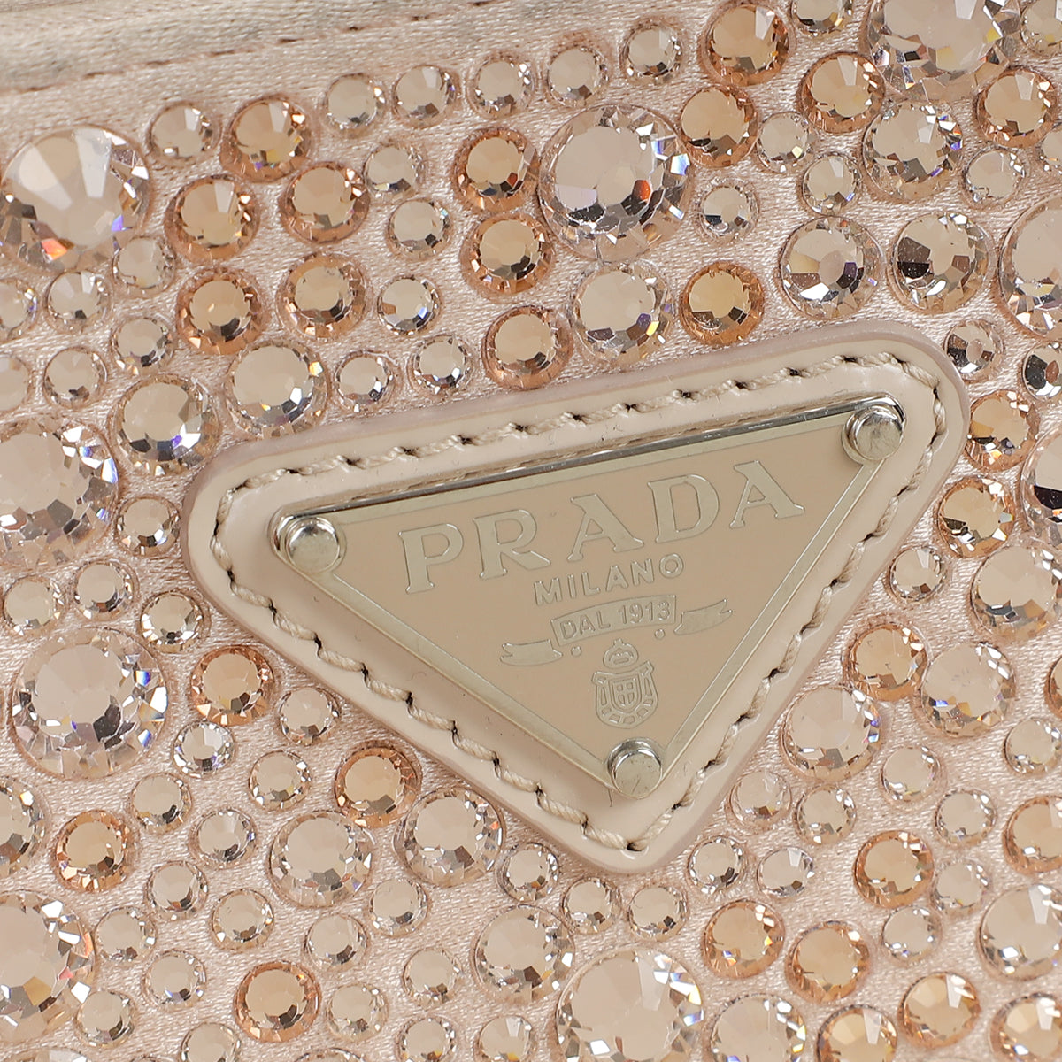 Prada Nude Metal Crystal-Embellished Satin Cleo Bag