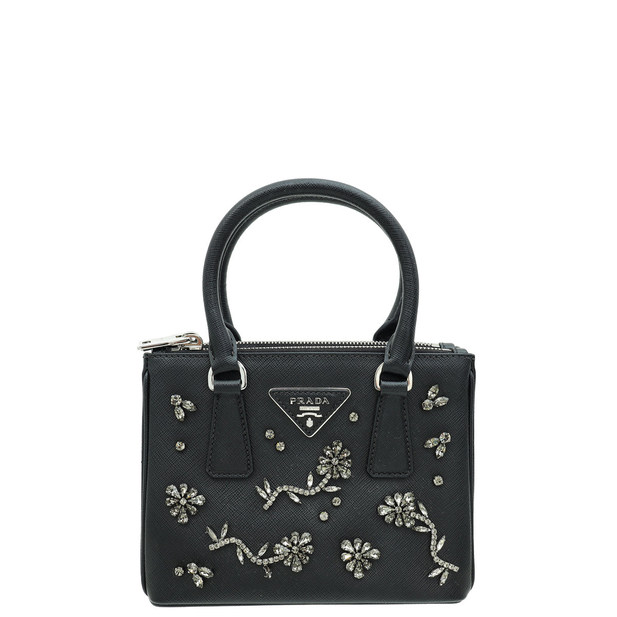 Prada Black Lux Crystal Galleria Mini Bag