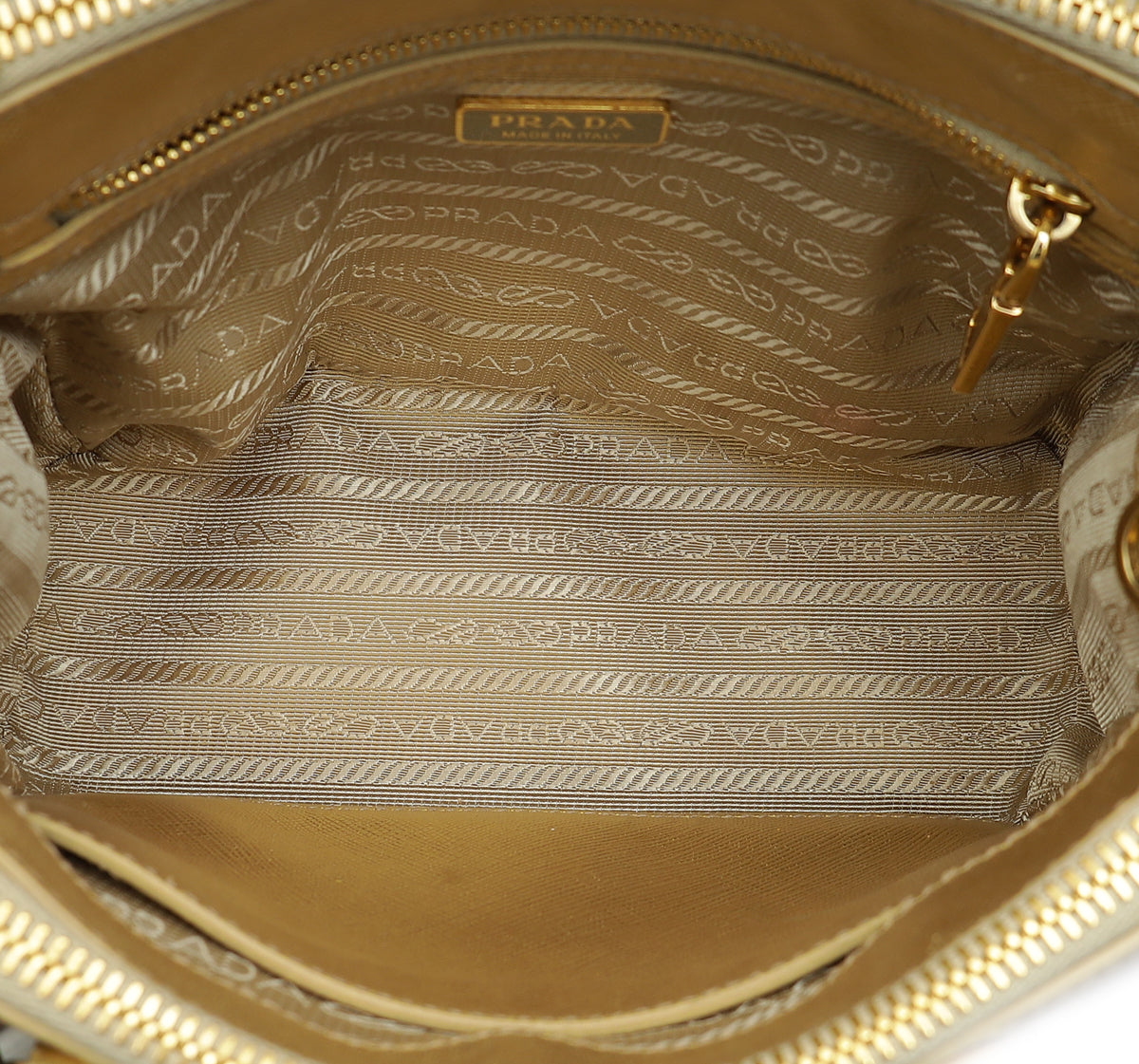 Prada Gold Lux Galleria Mini Tote Bag