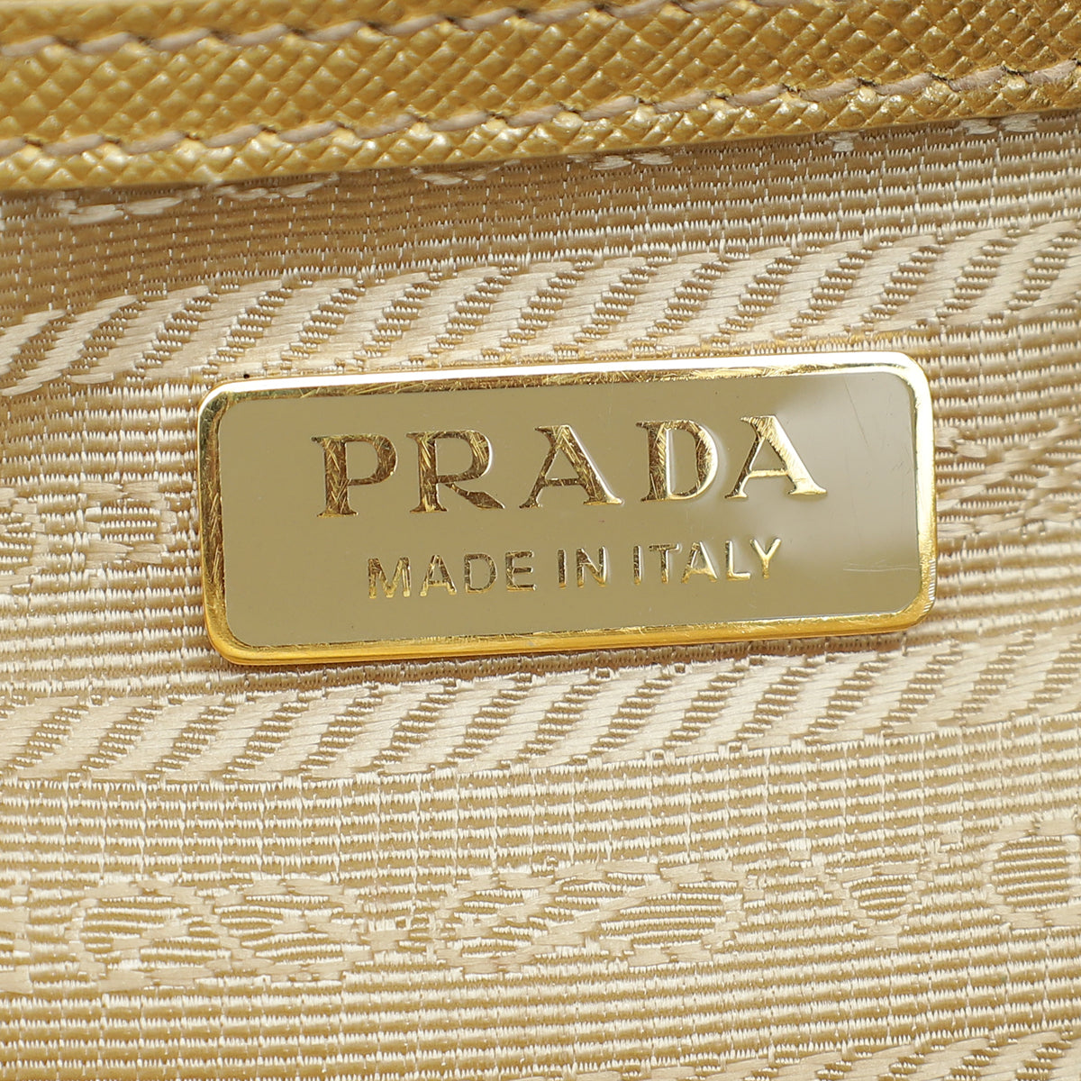 Prada Gold Lux Galleria Mini Tote Bag