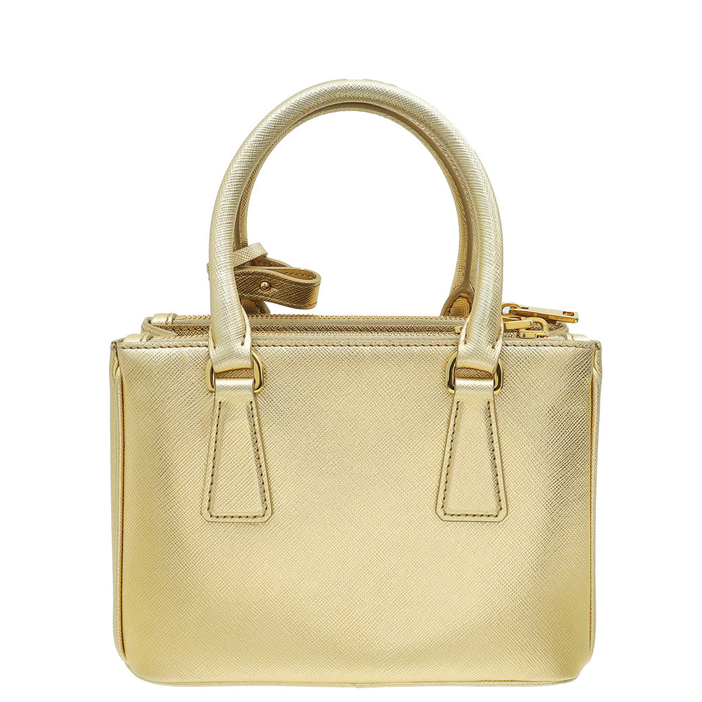 Prada Gold Lux Galleria Mini Tote Bag