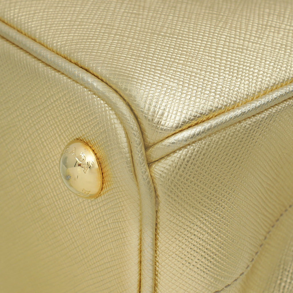 Prada Gold Lux Galleria Mini Tote Bag