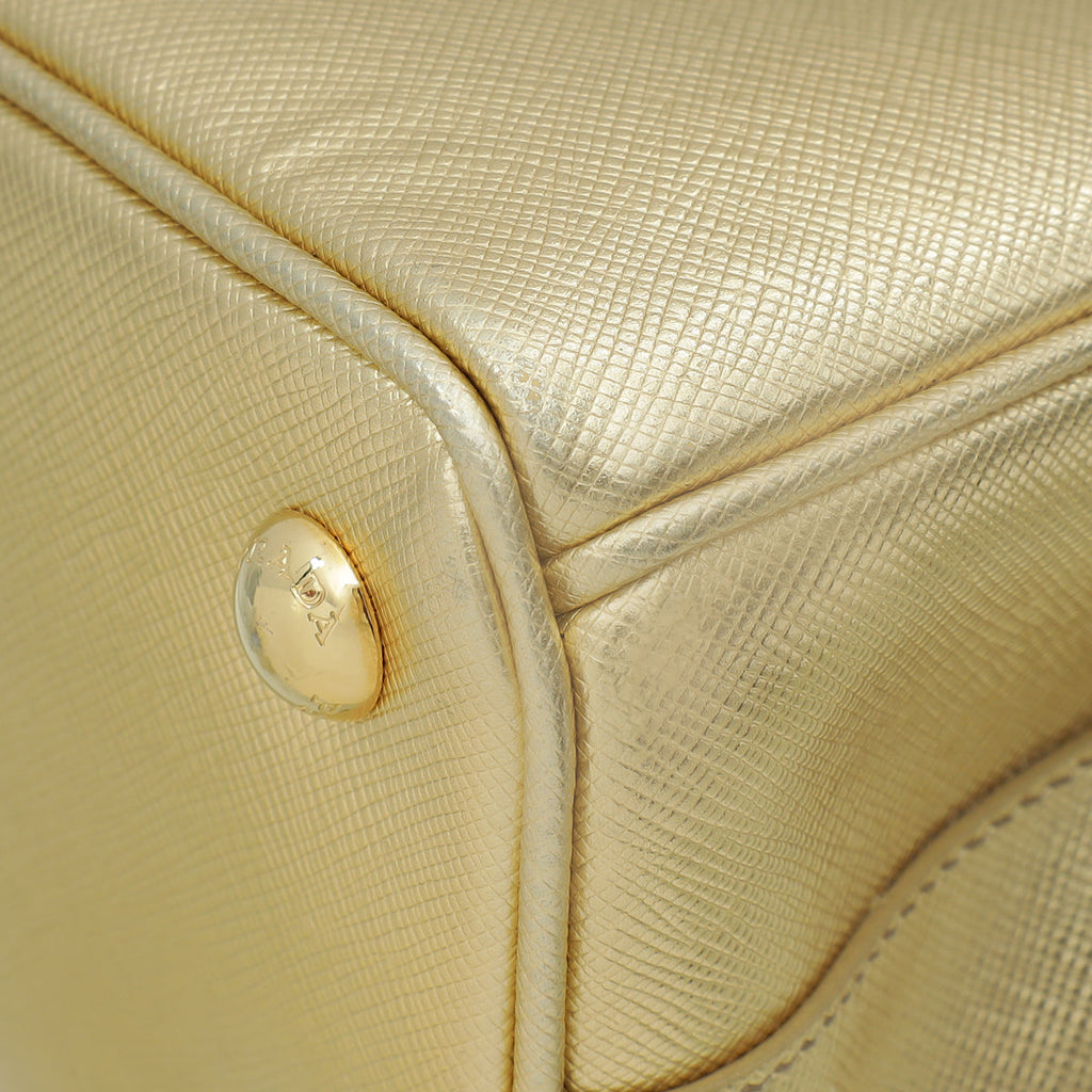 Prada Gold Lux Galleria Mini Tote Bag