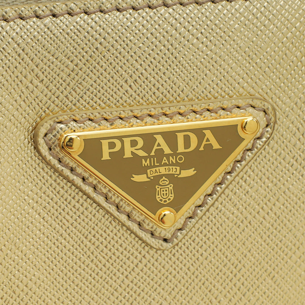 Prada Gold Lux Galleria Mini Tote Bag