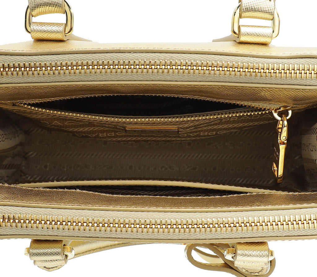 Prada Gold Lux Galleria Mini Tote Bag