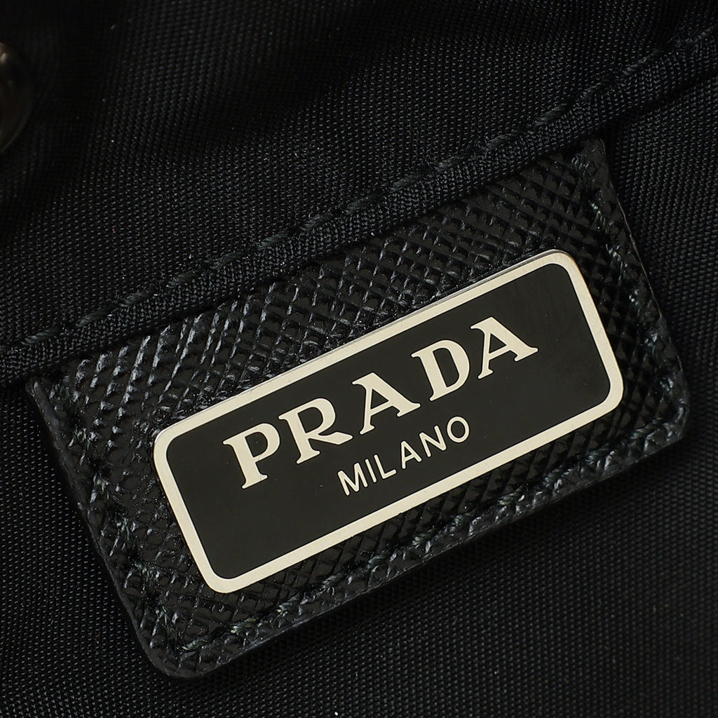 Prada Black Logo Nylon Drawstring Pouch