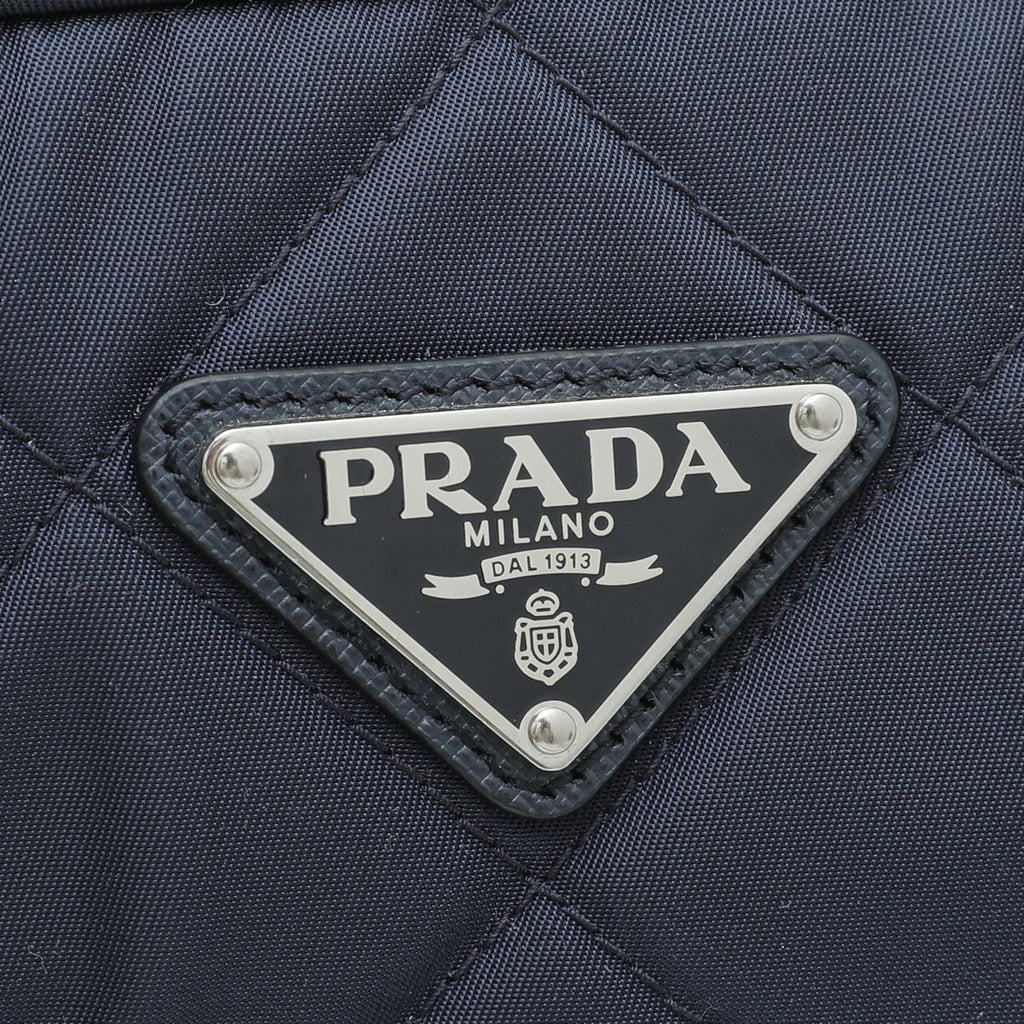 Prada Navy Blue Nylon Quilted Shoulder Bag