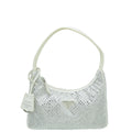 Prada White Satin Re-Edition 2000 Mini Bag w/ Artificial Crystal Bag