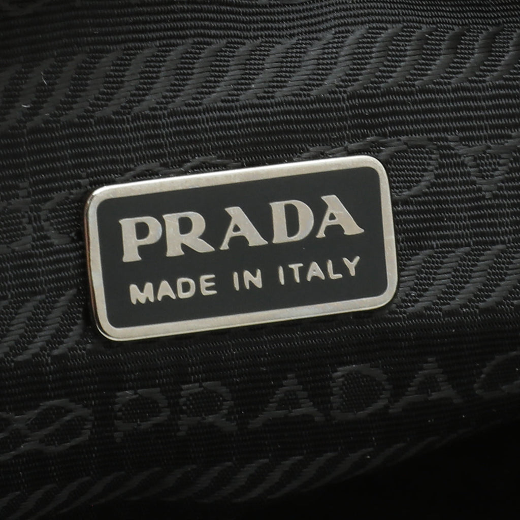 Prada Cream Stitch Box Nylon Quilted Cosmetic Pouch