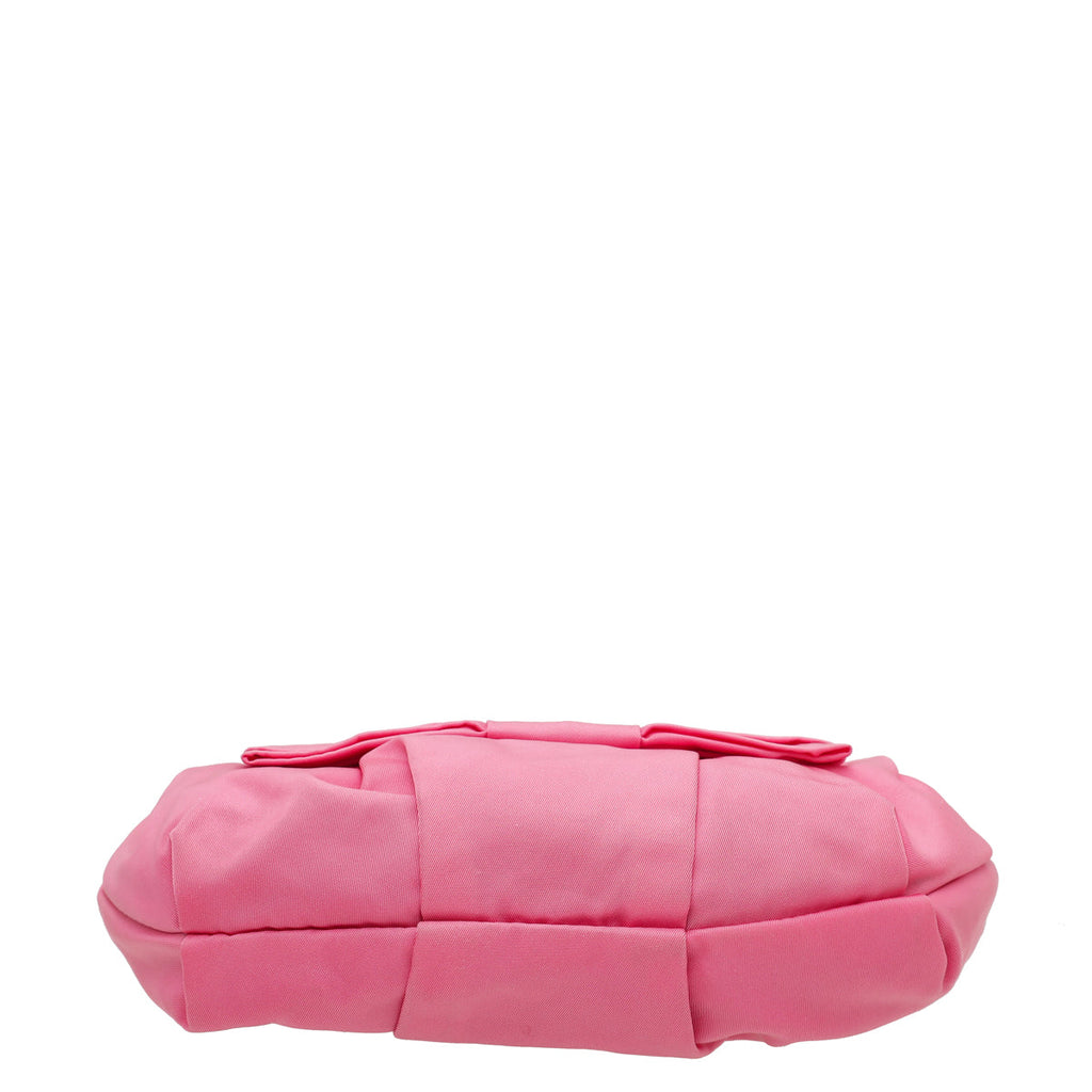 Prada Pink Logo Nylon Bow Small Pouch