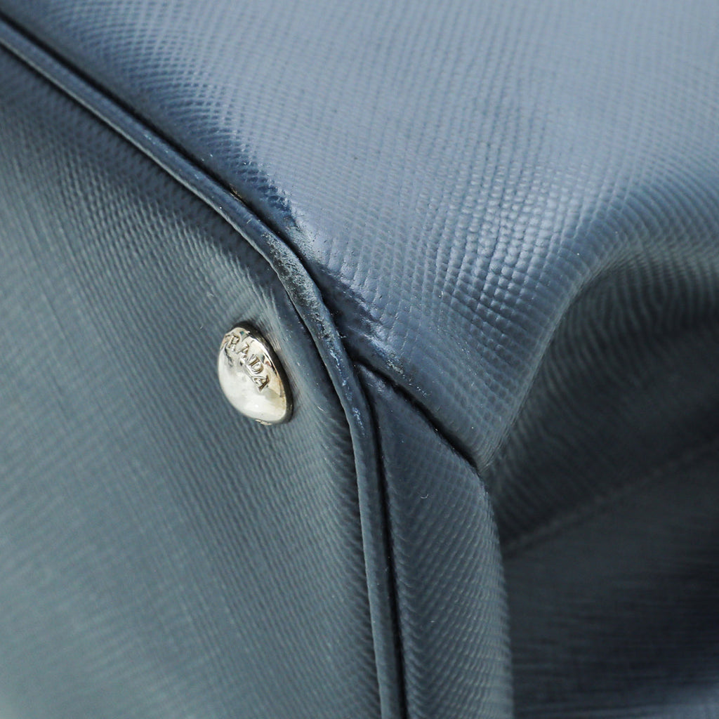 Prada Navy Cuir Twin Tote Bag