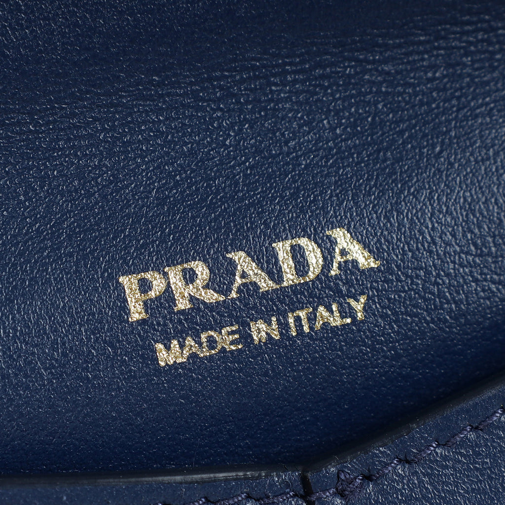 Prada Bluette Envelope Wristlet Chain Clutch