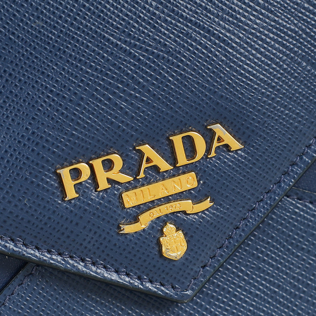 Prada Bluette Envelope Wristlet Chain Clutch