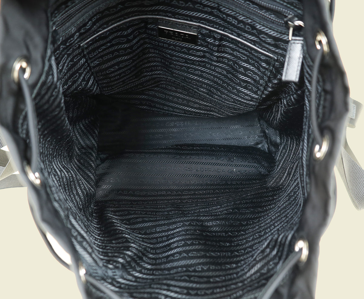 Prada Black Nylon Logo Backpack Bag