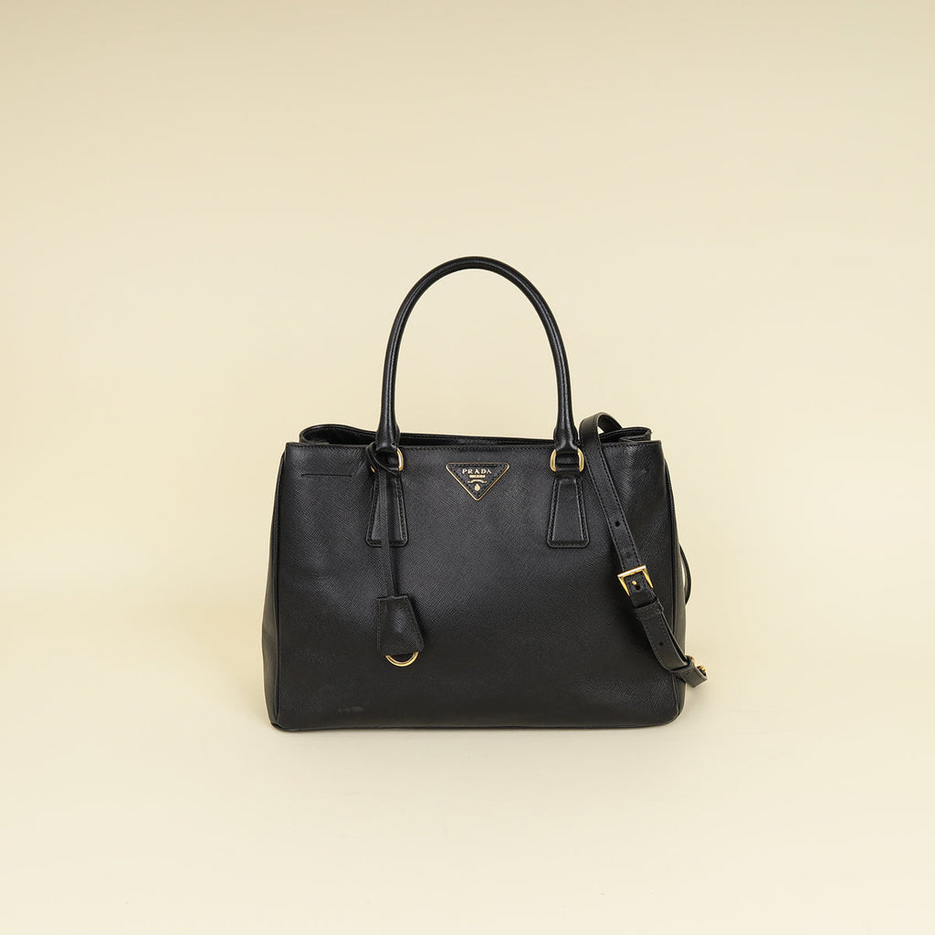 Prada Black Lux Gardener's Small Tote Bag