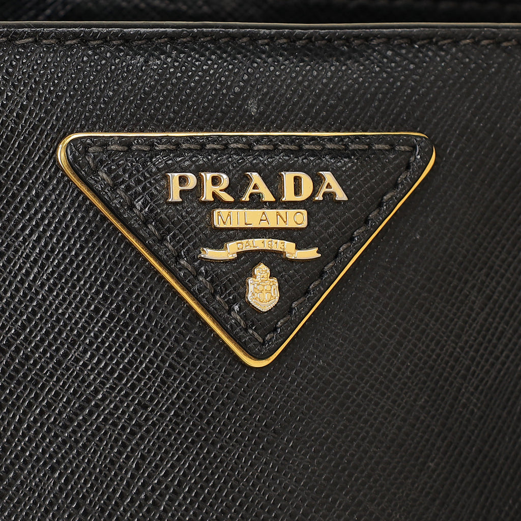 Prada Black Lux Gardener's Small Tote Bag