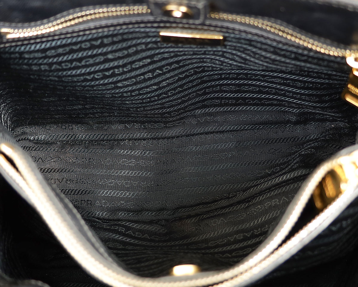 Prada Black Lux Gardener's Small Tote Bag