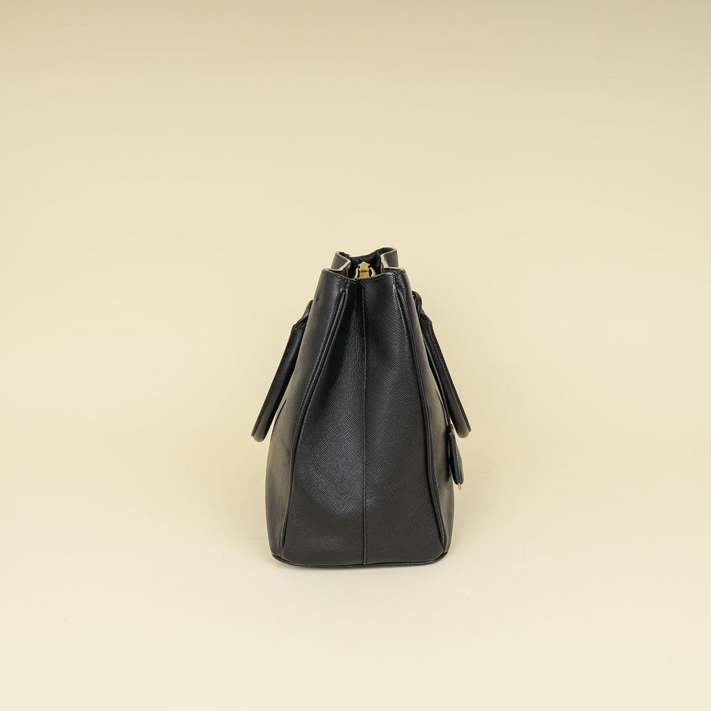 Prada Black Lux Gardener's Small Tote Bag