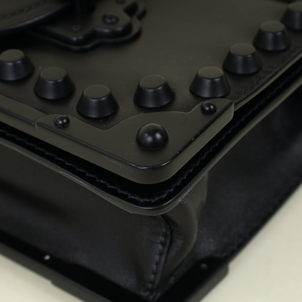 Prada Black Cahier Studded Shoulder Bag