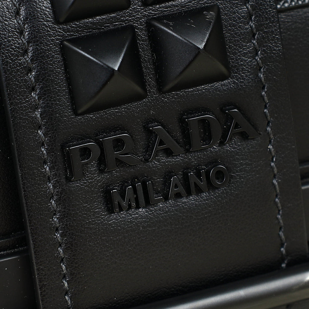 Prada Black Cahier Studded Shoulder Bag