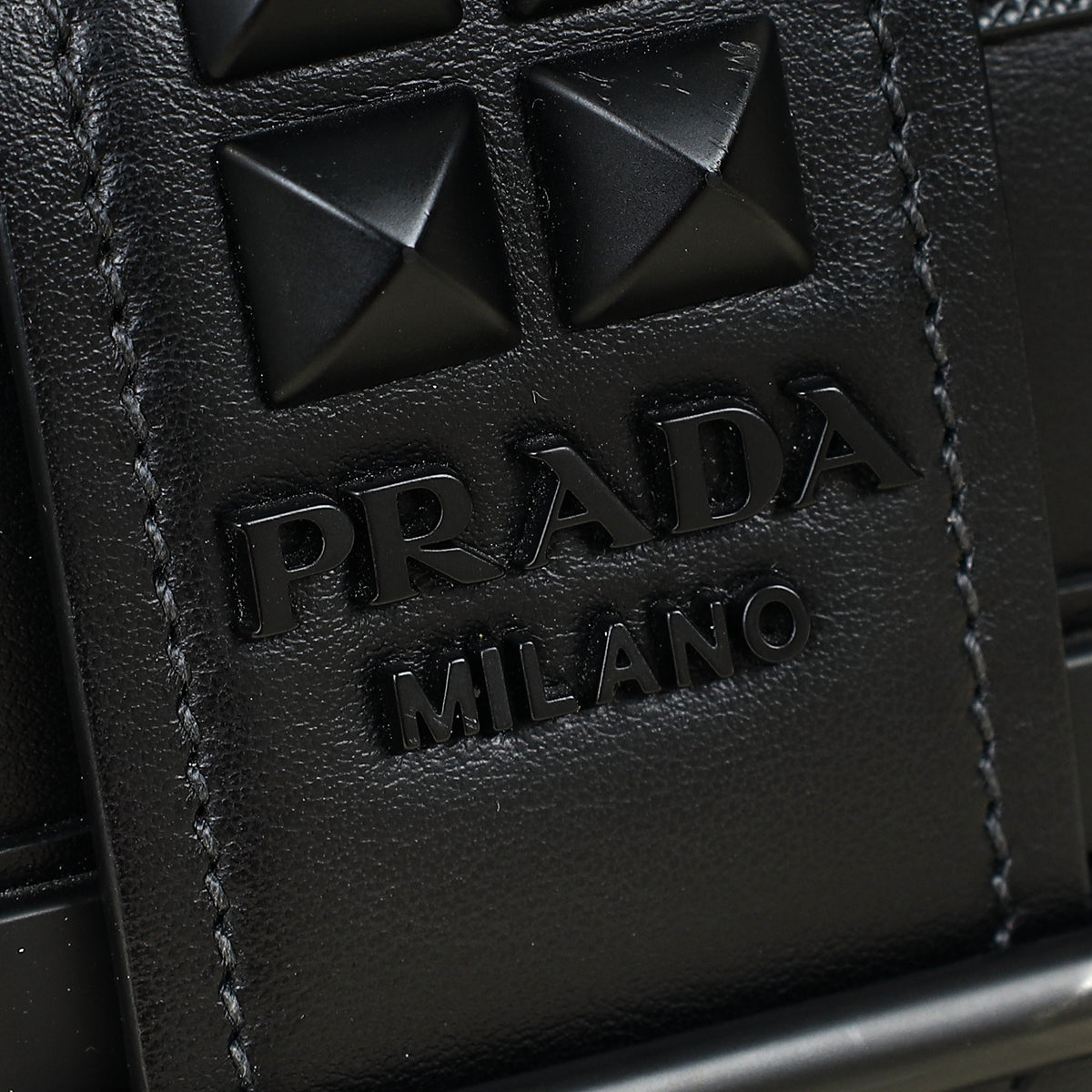 Prada Black Cahier Studded Shoulder Bag