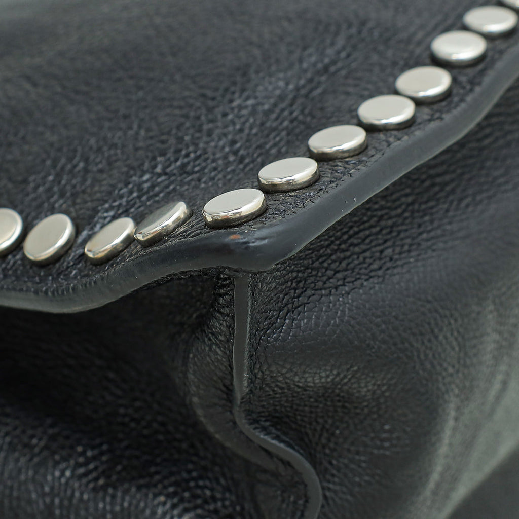 Prada Black Studded Etiquette Glace Small Tote Bag